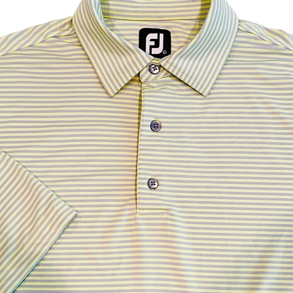 FootJoy Golf Performance Polo Shirt Men's L Pale Green Gray Stripes Athleisure‎